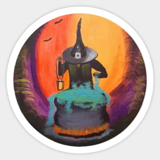 Acrylic painting of a witchy, witchy witch witch - Art Sticker